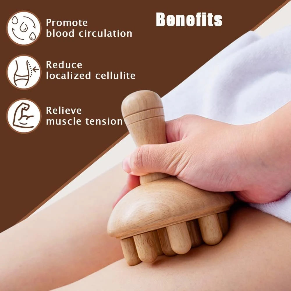 Wooden Mushroom Shape Massage,Manual Wood Therapy Massage Tool,Anti Cellulite,Maderoterapia,Lymphatic Drainage,for Full Body Use