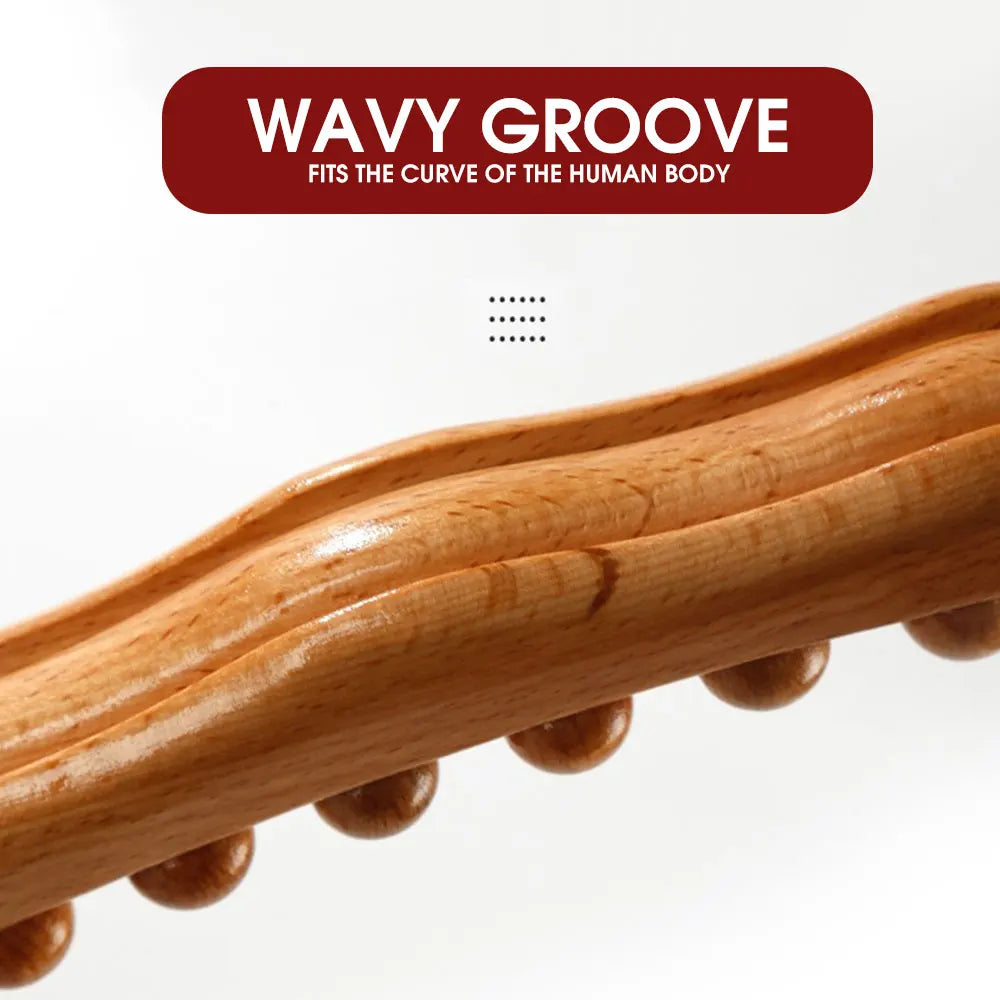 20/8 Beads Universal Back Massage Tendons Beech Wood Scraping Stick Point Treatment Guasha Relax Therapy Tool Abdominal Massager