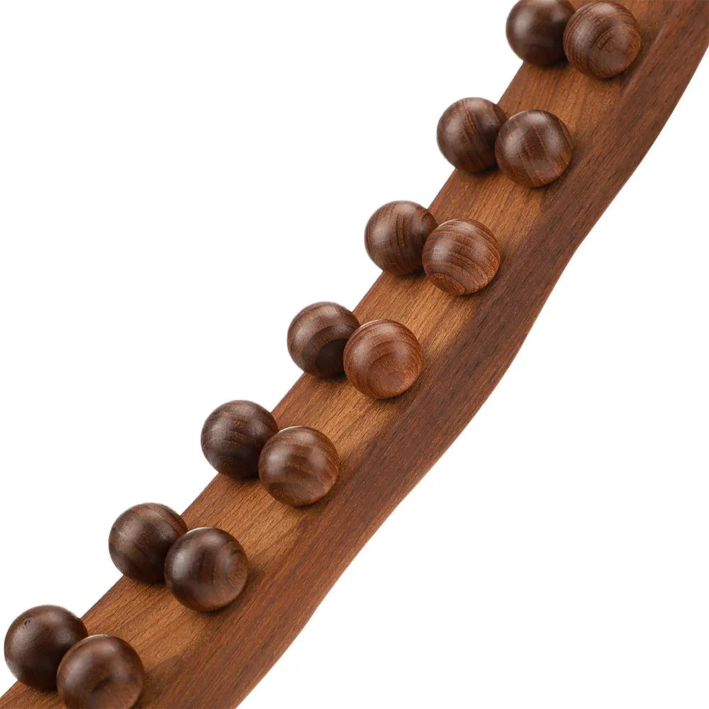 20/8 Beads Universal Back Massage Tendons Beech Wood Scraping Stick Point Treatment Guasha Relax Therapy Tool Abdominal Massager