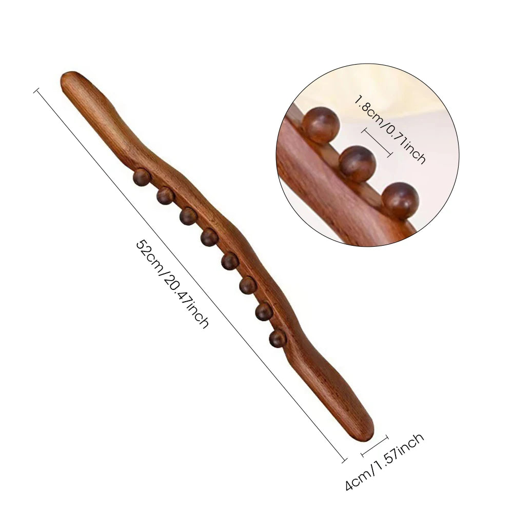 20/8 Beads Universal Back Massage Tendons Beech Wood Scraping Stick Point Treatment Guasha Relax Therapy Tool Abdominal Massager