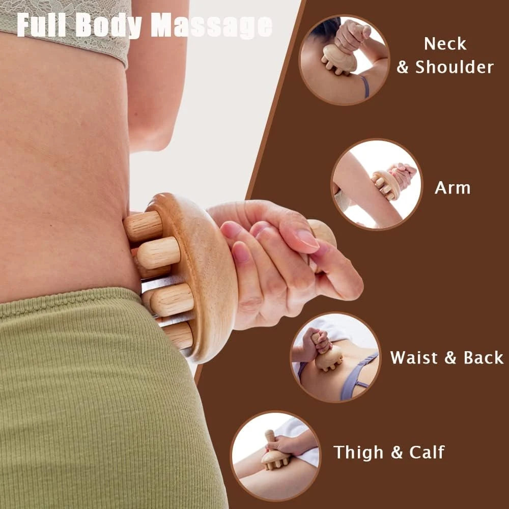 Wooden Mushroom Shape Massage,Manual Wood Therapy Massage Tool,Anti Cellulite,Maderoterapia,Lymphatic Drainage,for Full Body Use